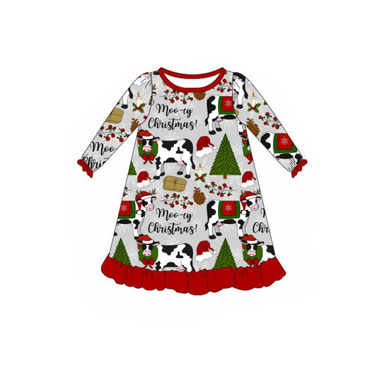 Kids  Girls christmas cow dress Pre-order