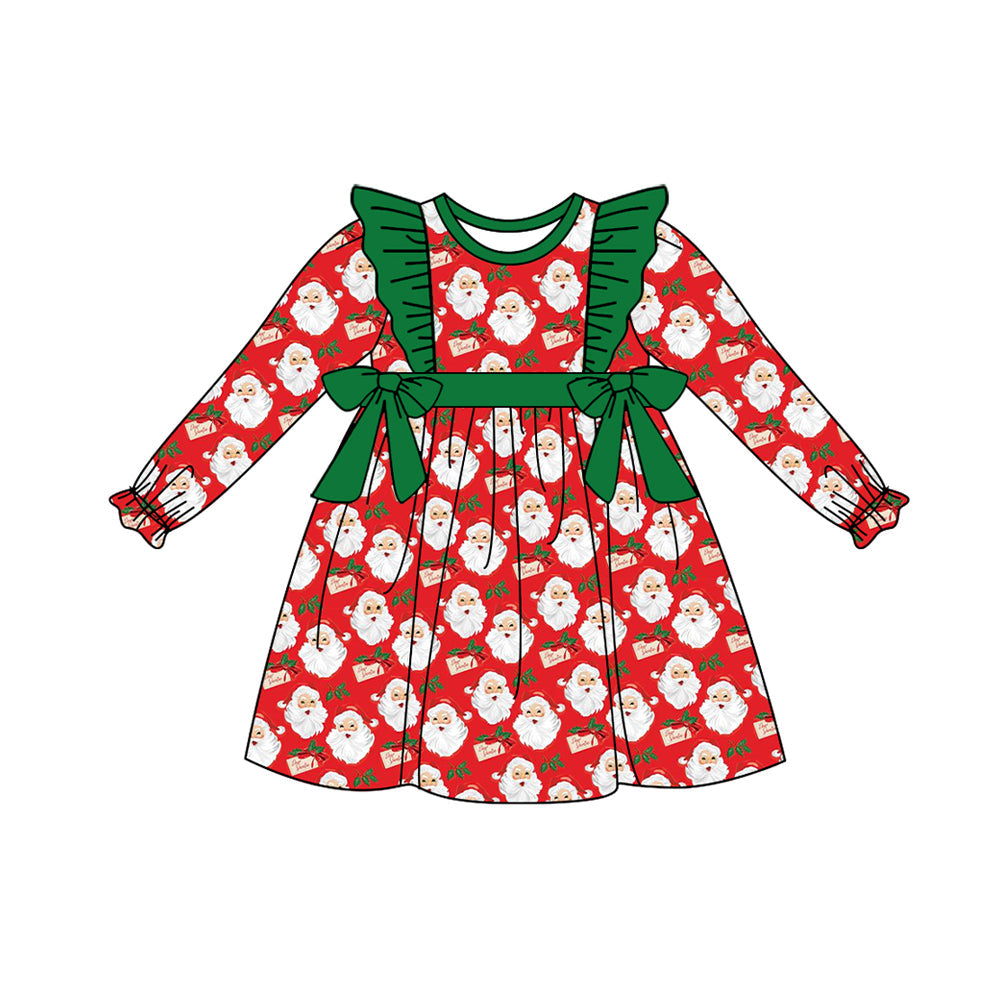 GLD0553 Baby Girls Christmas Santa Long Sleeve Dress Pre-order