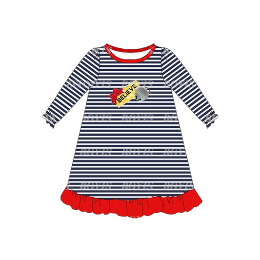 Baby Girls Believe Navy Striped Dress Pre-order