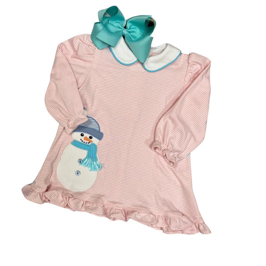Baby Girls Snowman Pink Long Sleeve Dress Preorder