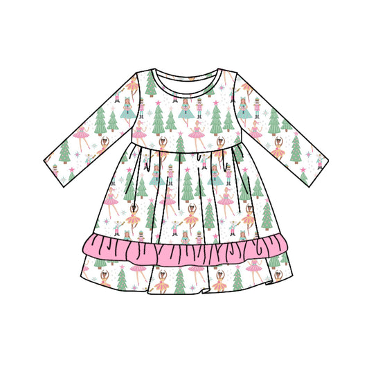 GLD0659 Baby Girls Christmas Nutcracker Long Sleeve Dress Pre-order