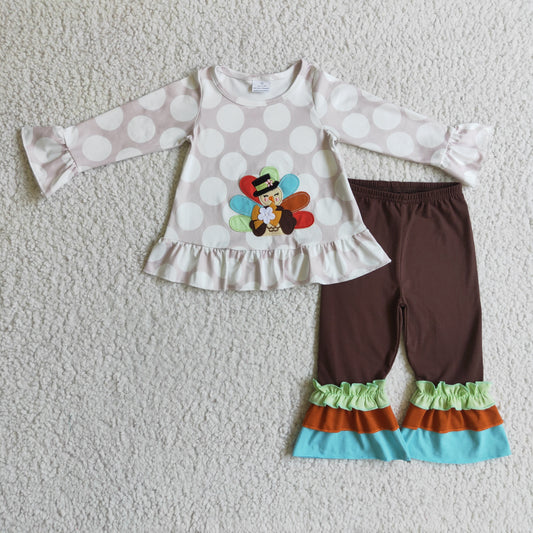 GLP0219 Embroidery Thanksgiving Turkey Outfit