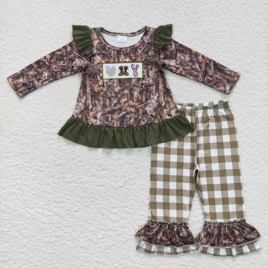 GLP0644 Girls Thanksgiving Turkey Camo Pants Outfit