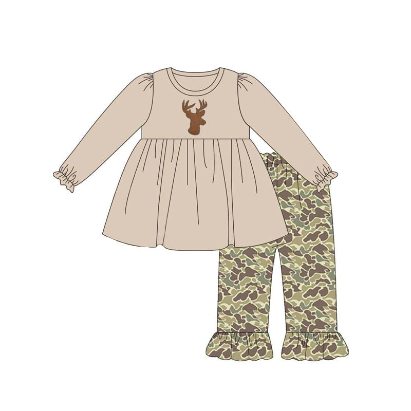 Baby girls reindeer camo ruffle pants  Set Preorder