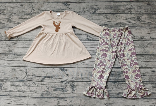 Baby girls reindeer camo ruffle pants  Set Preorder