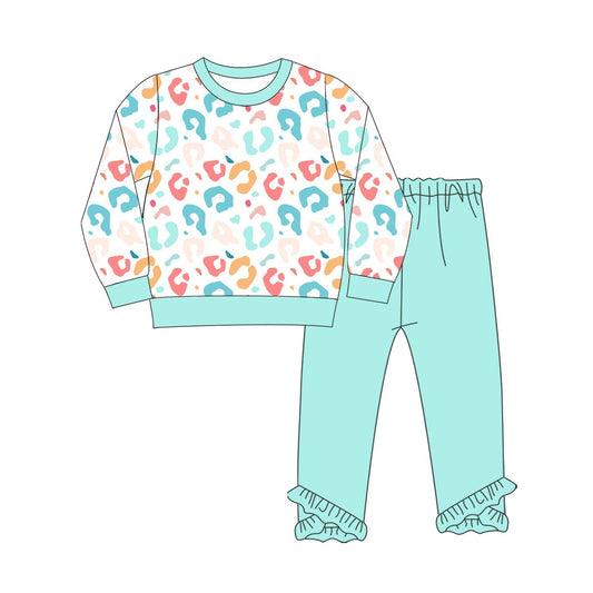 Baby Girls  Colorful leoaprd Top Blue Pants Set Pre-order