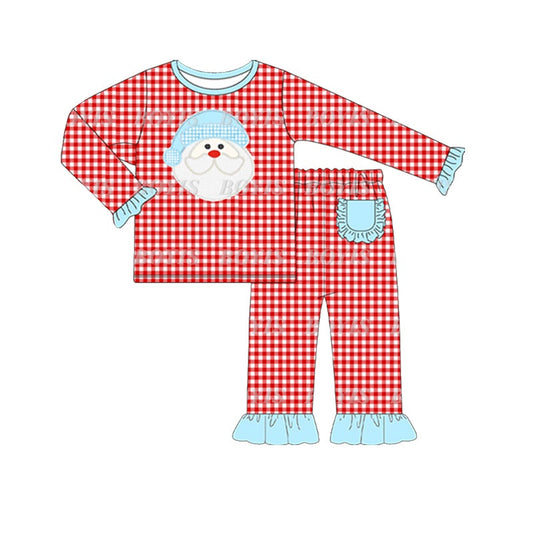 Baby Girls Christmas Santa Red Gingham Pajama Set Pre-order