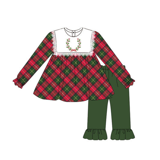 Baby Girls Christmas Red Green Gingham Pants Set Pre-order