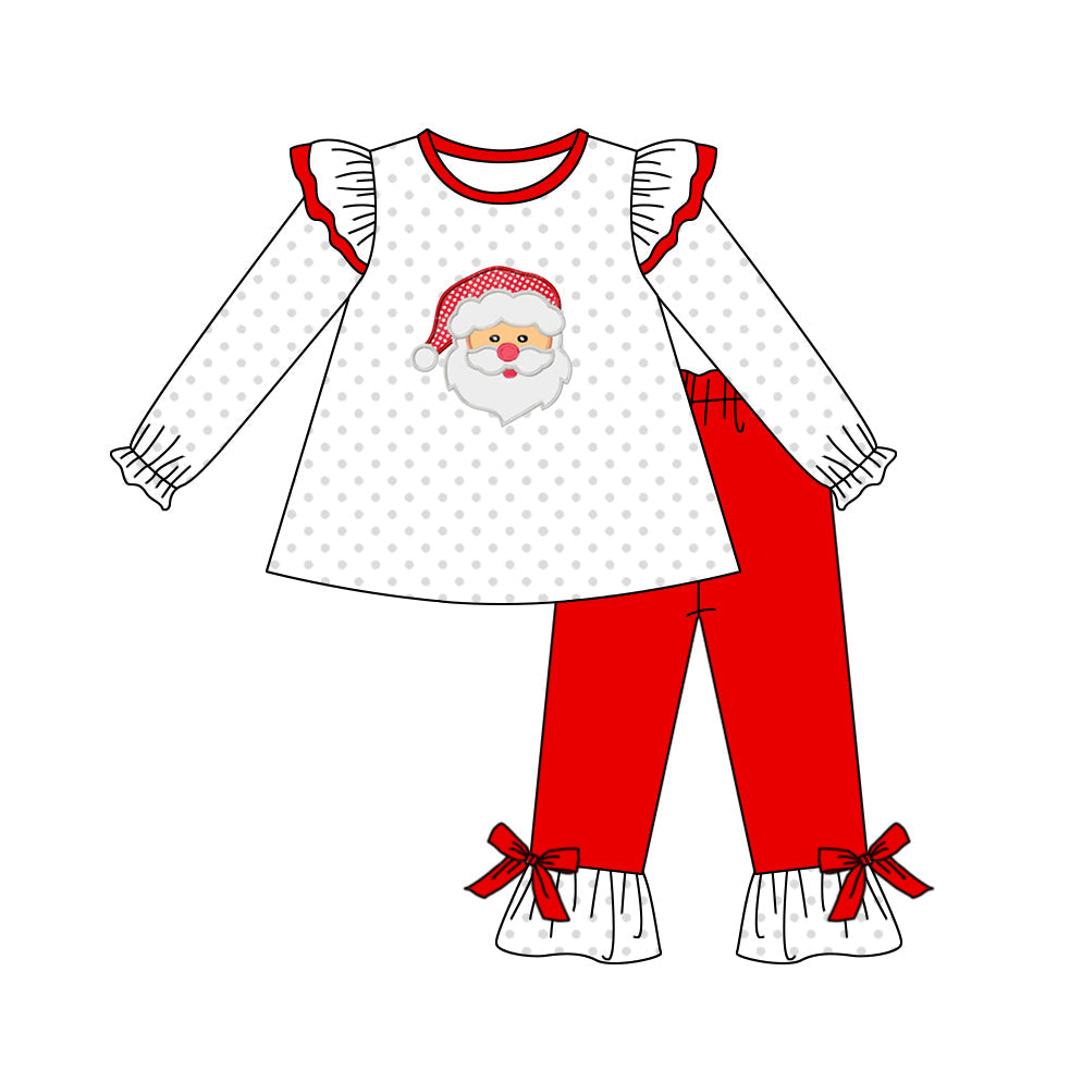 Baby Girls Christmas Santa Top Red Pants Outfit Preorder