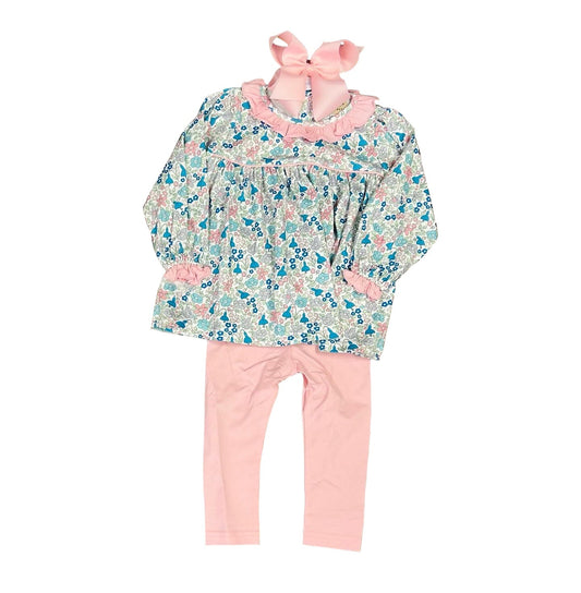 Baby Girls Floral Tunic Top Pink Pants Set Preorder
