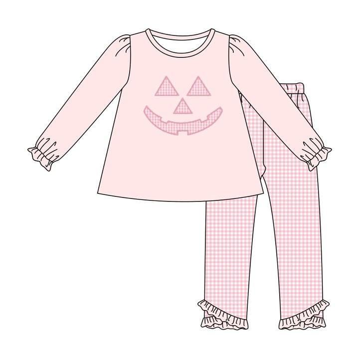 Baby Girls Halloween Pumpkin Pink Pants Set Preorder