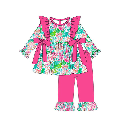 GLP1430 Baby Girls Colorful Tropical Print Top+Pants Outfit