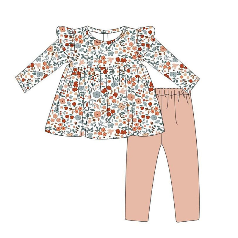 GLP1445 Baby Girls Flower Tunic Top Pants Outfit Preorder