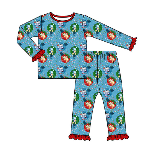 GLP1447 Baby Girls Christmas Cartoon Dog Pajama Set Preorder