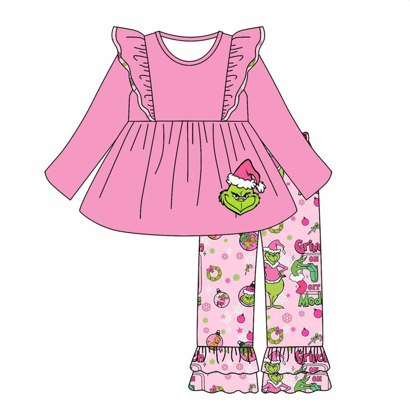 GLP1453 Baby Girls Christmas Grinc* Ruffle Pants Outfit Preorder