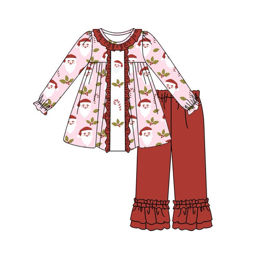 GLP1454 Baby Girls  Christmas Santa Cady Cane Pants Outfit Preorder