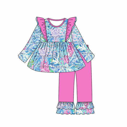 GLP1468 Baby Girls Tropical Floral Tunic Top Pants Outfit Preorder
