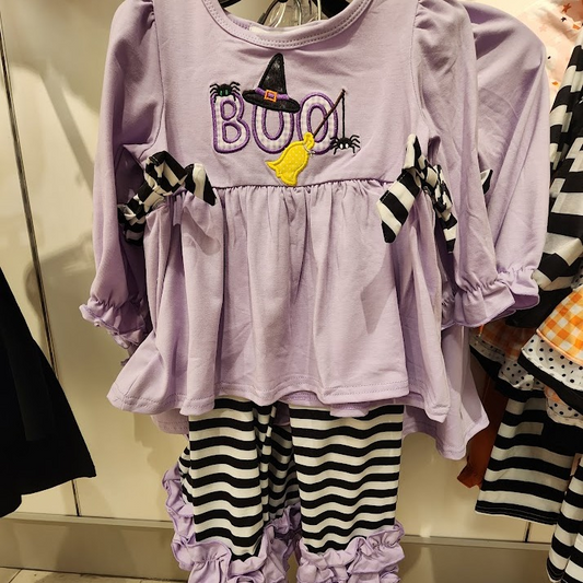 GLP1483 Baby Girls Halloween Boo Purple Outfit Preorder