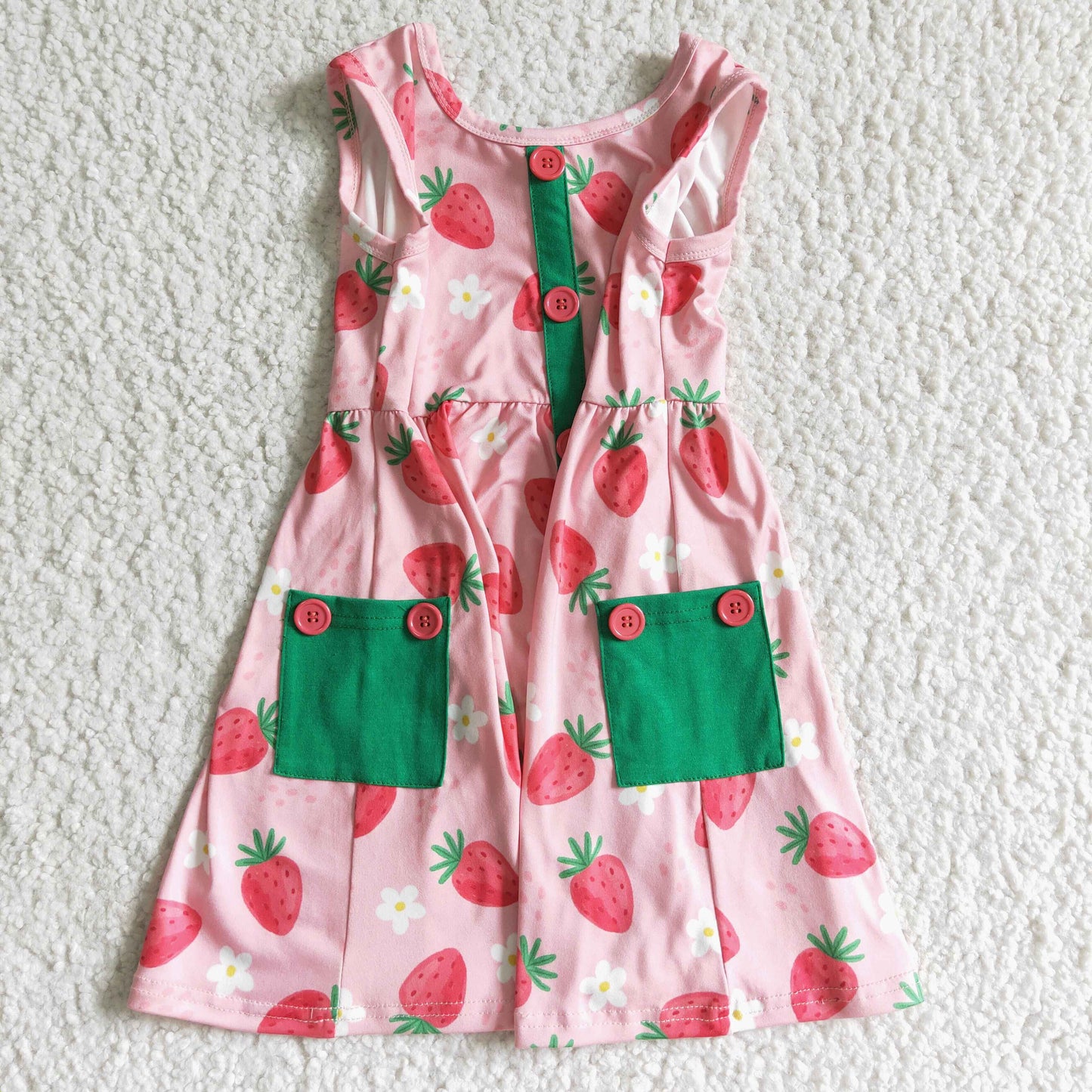 Summer Girls Cute strawberry Dress With Pocket