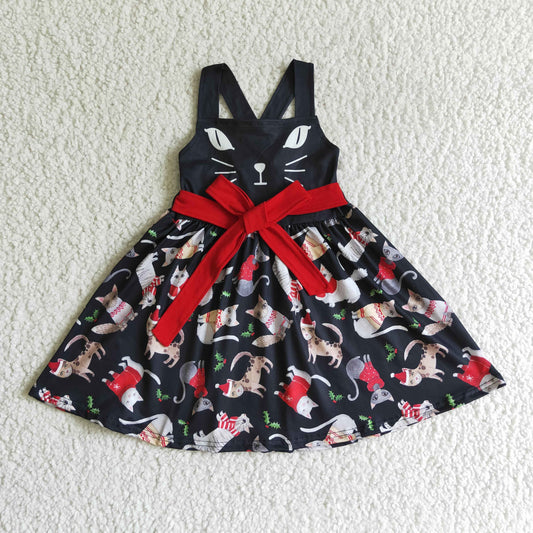 GSD0140 Baby Girls Christmas Cat Dress