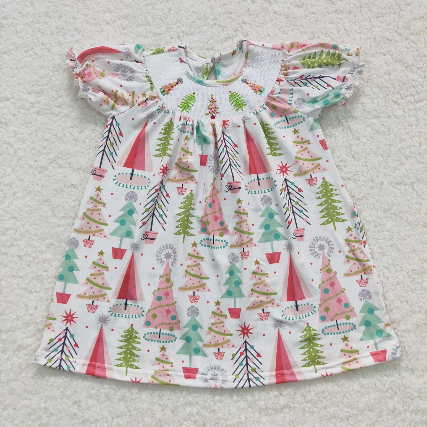 GSD0440 Baby Girls Christmas Tree Smock Dress