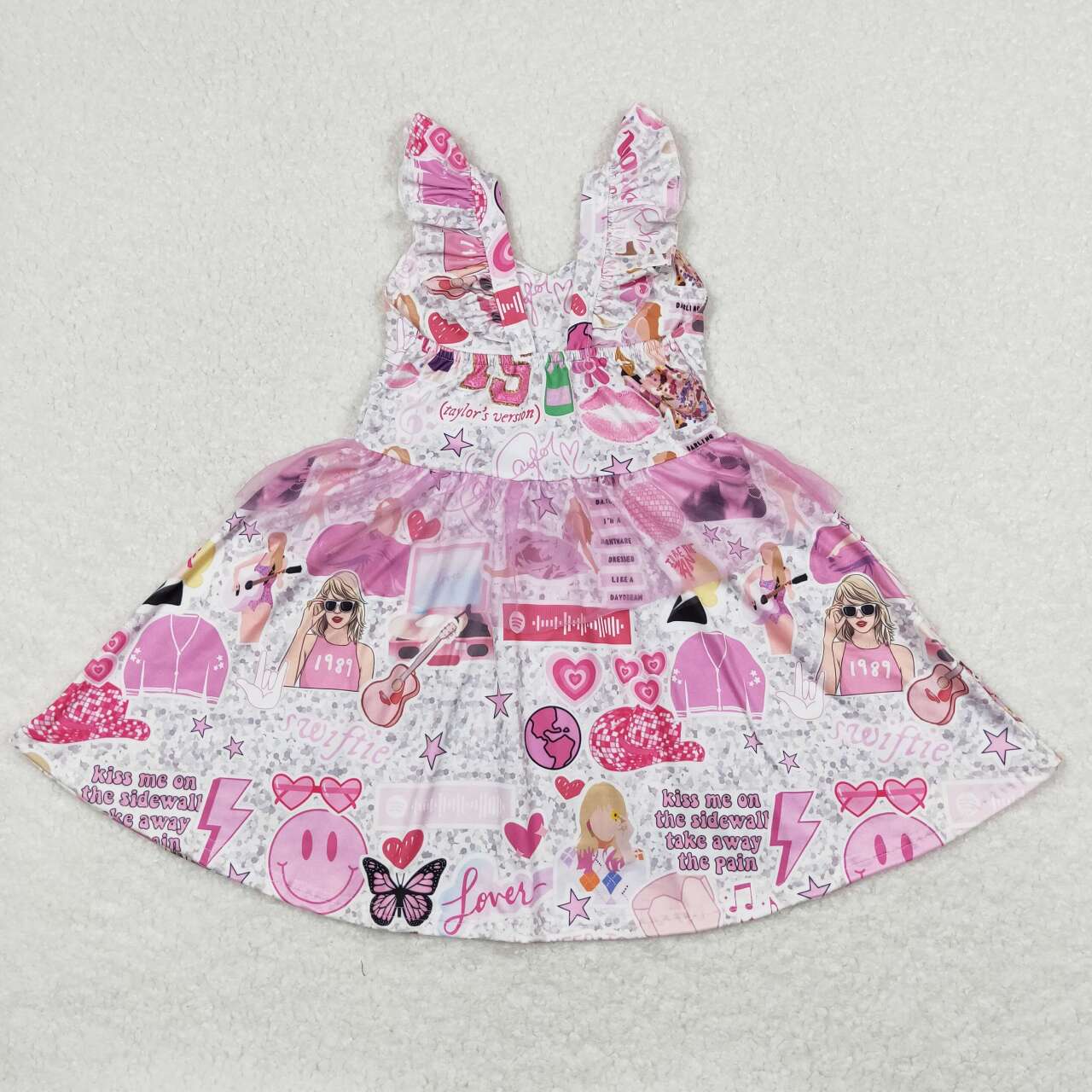 Baby Girls TS Swiftie Singer Fans Dress With Lace Ruffle