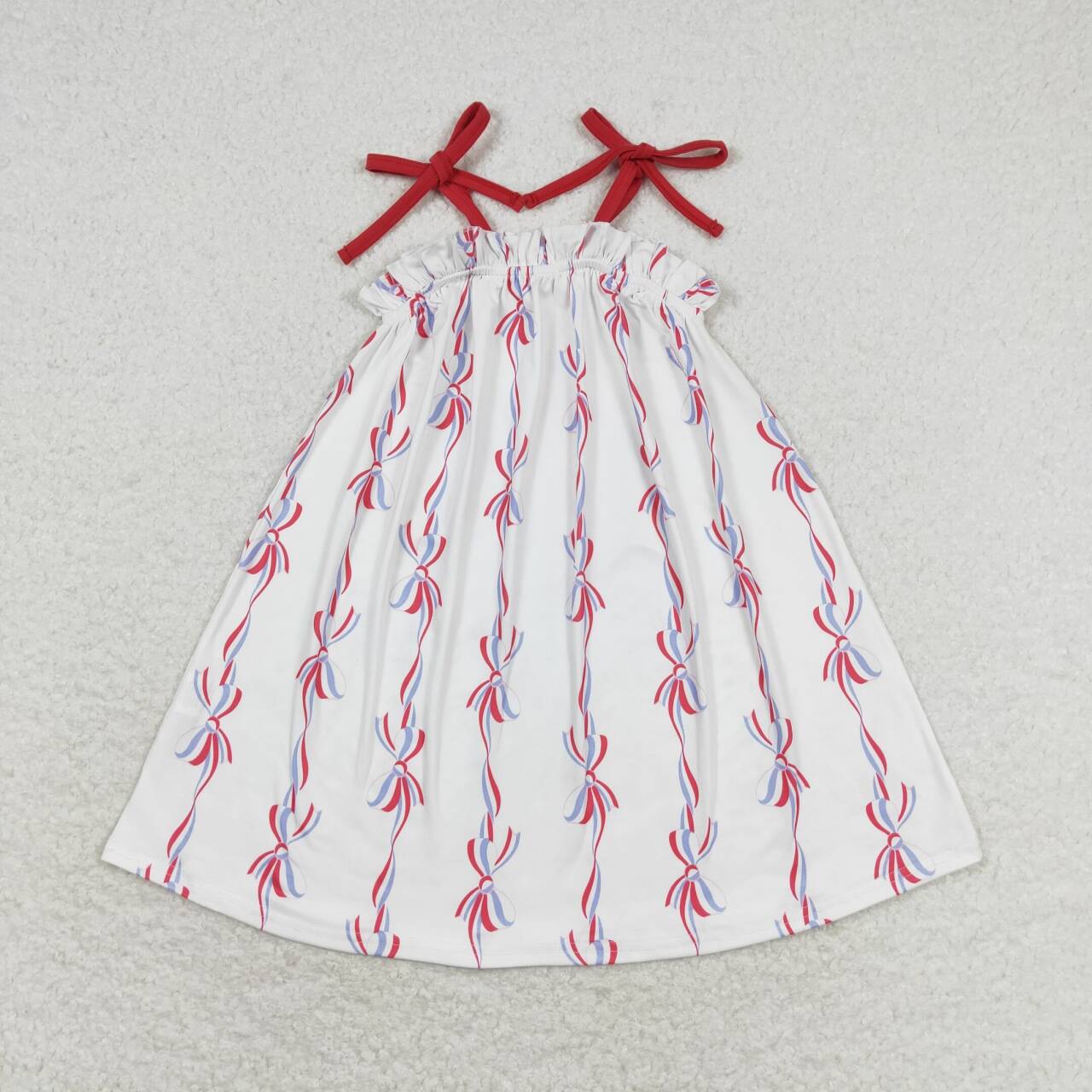 Baby Girls Patriotic Bow Sibling Outfit Dress and Romper July 4th