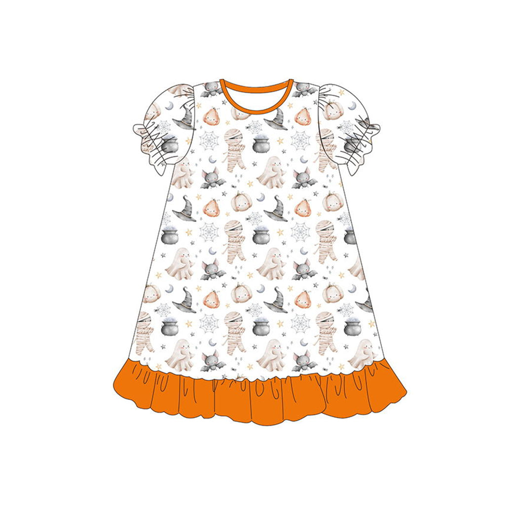 BSPO0394 Baby Sibling Halloween Ghost Pumpkin Pajama Set+Dress Pre-order