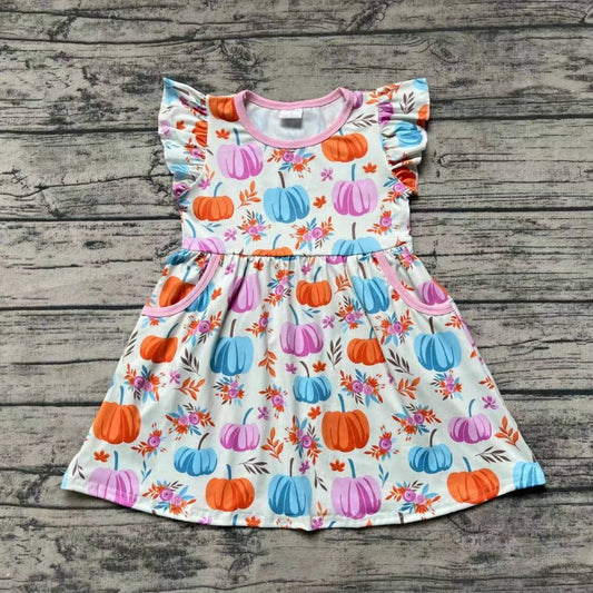 GSD1332 Baby Girls  Pumpkin Short Sleeve Dress Pre-order