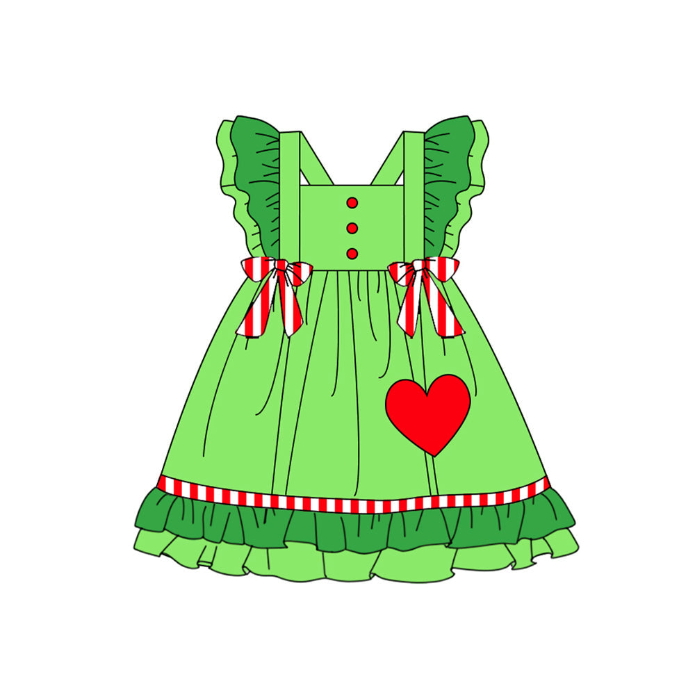 Baby Girls Christmas  Dress With Red Heart  Pre-order