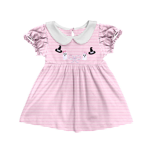 GSD1362 Baby Girls Halloween Ghost Pink Striped Dress Pre-order