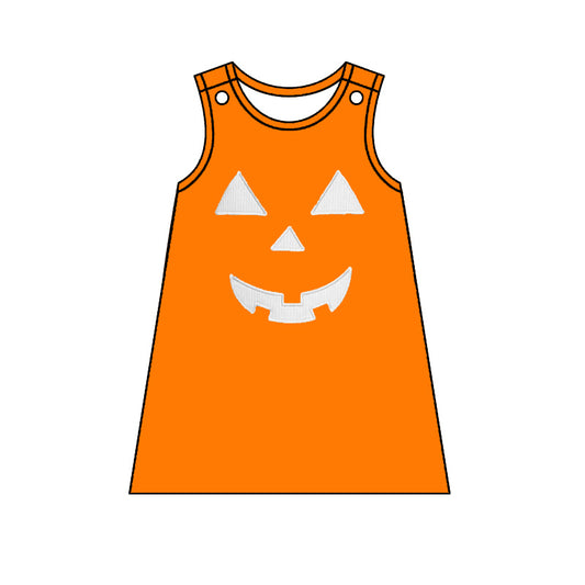 GSD1376 Baby Girls Halloween Orange Pumpkin Sleeveless Dress Preorder