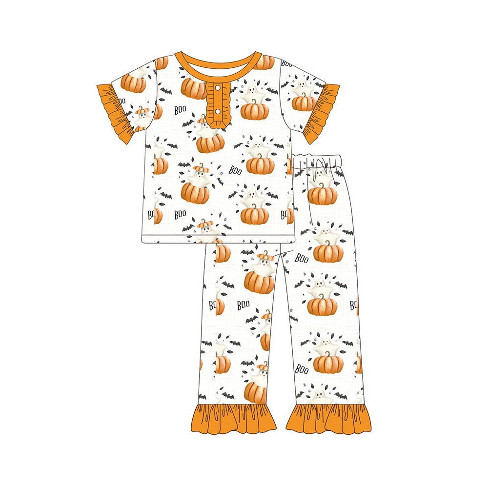 GSPO1559 Baby Sibling Halloween Boo Pumpkin Pajama Set Pre-order