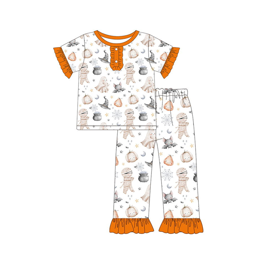 BSPO0394 Baby Sibling Halloween Ghost Pumpkin Pajama Set+Dress Pre-order