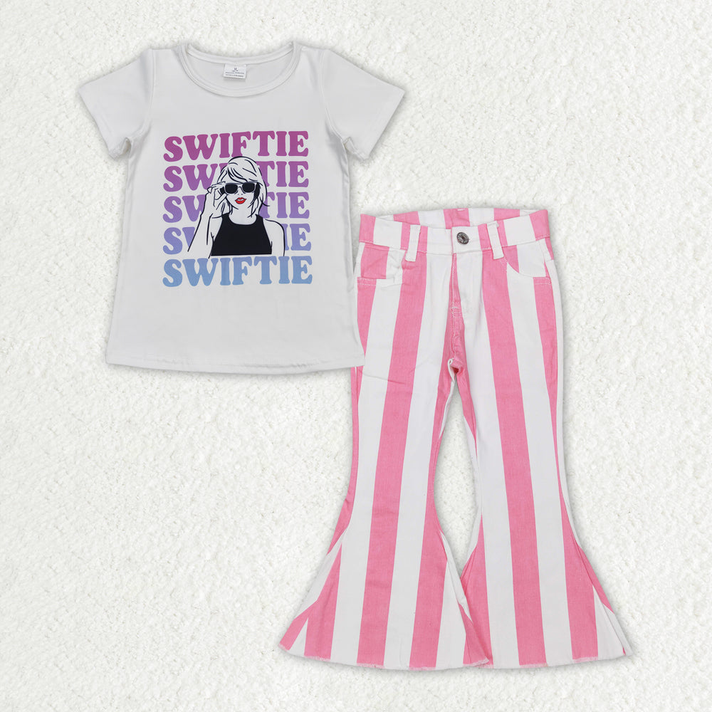 GSPO1597 Swiftie Top Pink Denim Pants Set