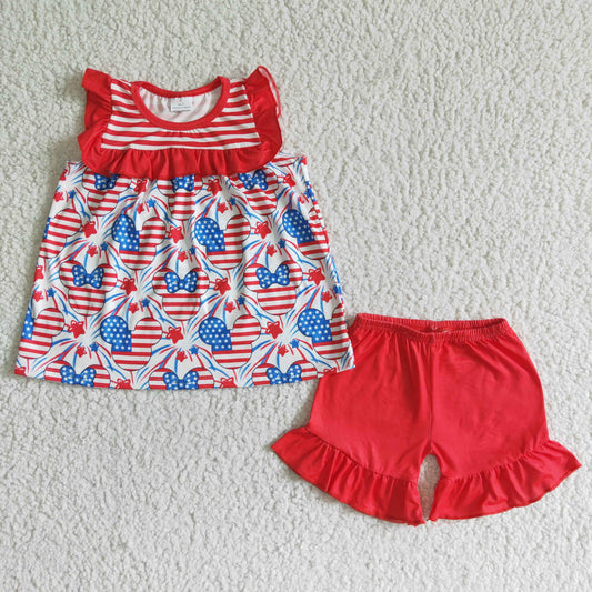 GSSO0055 Summer Girls Cartoon July 4th  Outfit