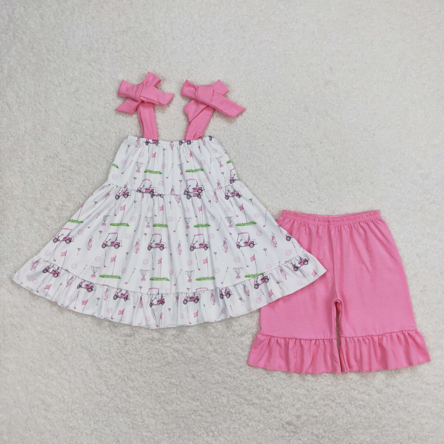 Summer Sibling Baby Golf Outfit and Romper