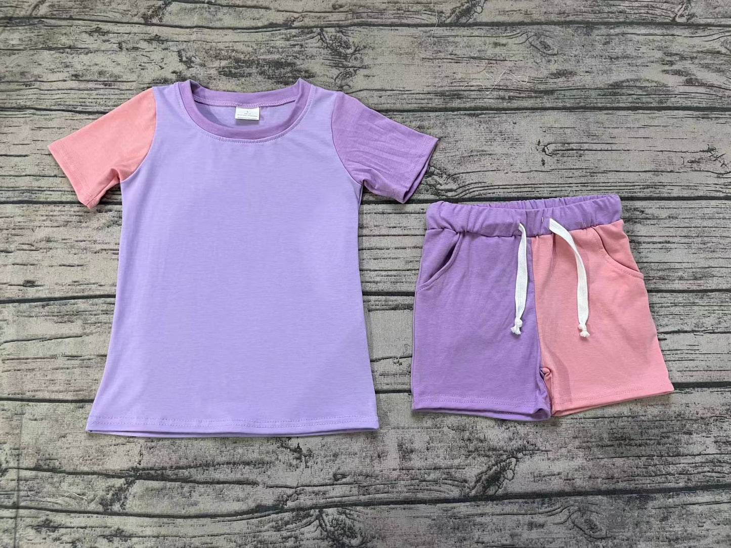 Summer Baby Girls Cotton Purple &  Pink Shorts Set