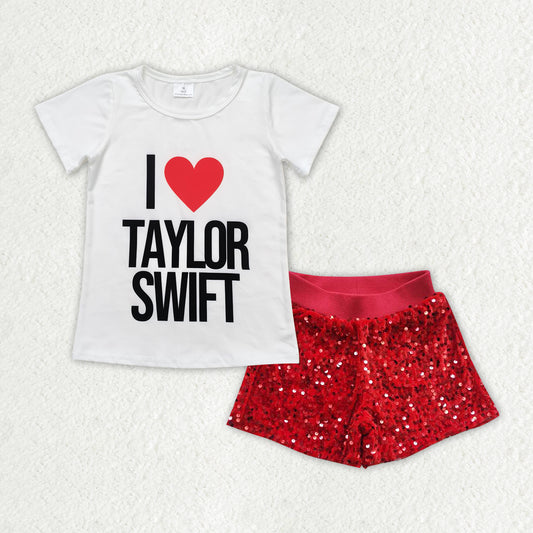 I Love TS Singer Top Red Sequin Shorts Set Preorder