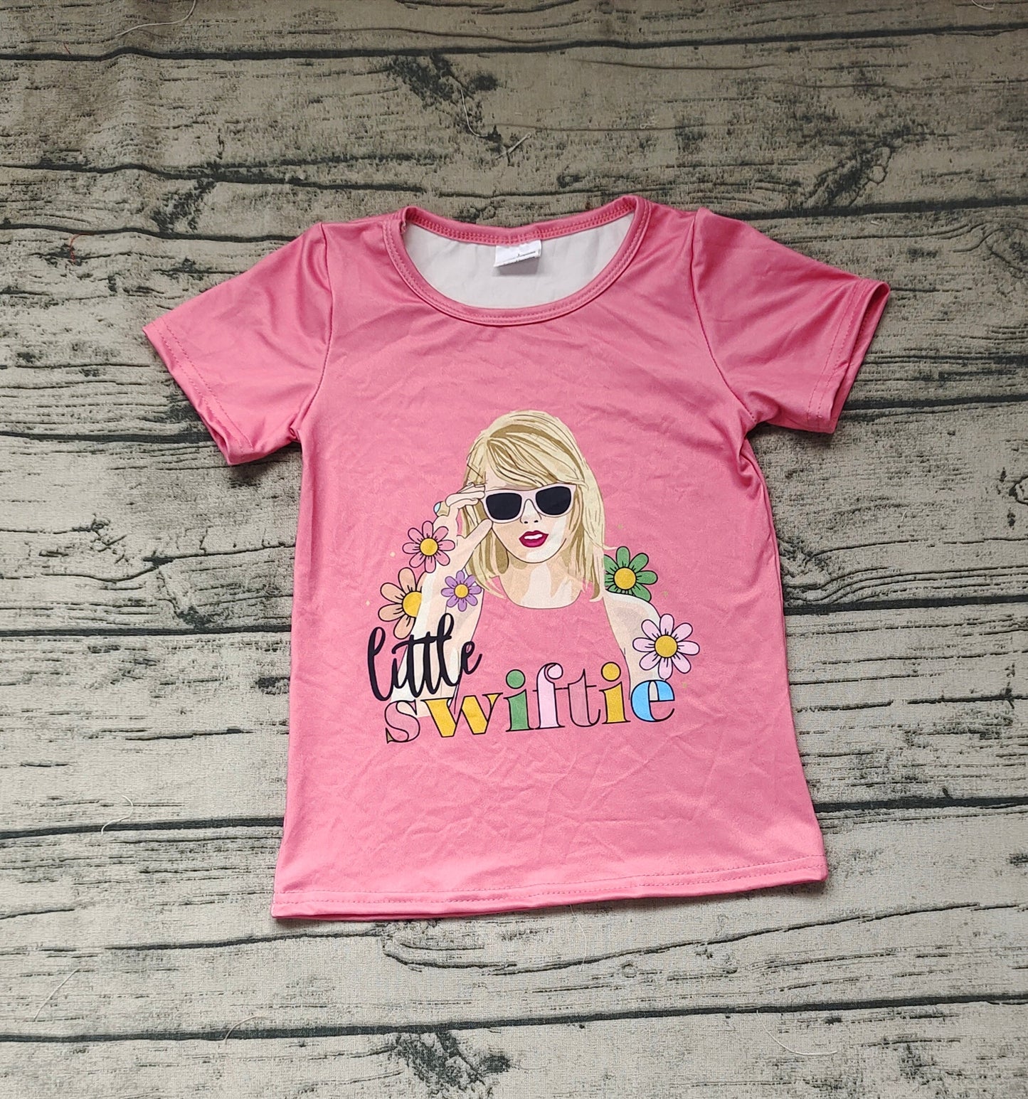 GT0552 Little Swiftie Singer Baby Girls Pink Short Sleeve T-shirt Top