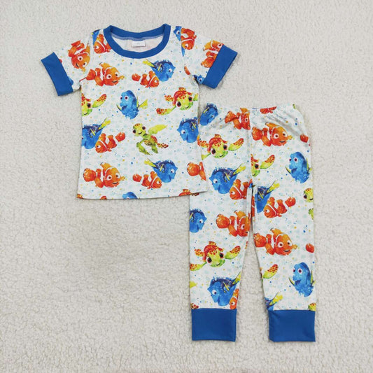 BSPO0419 Baby Boys Cartoon Fish Pajama Set