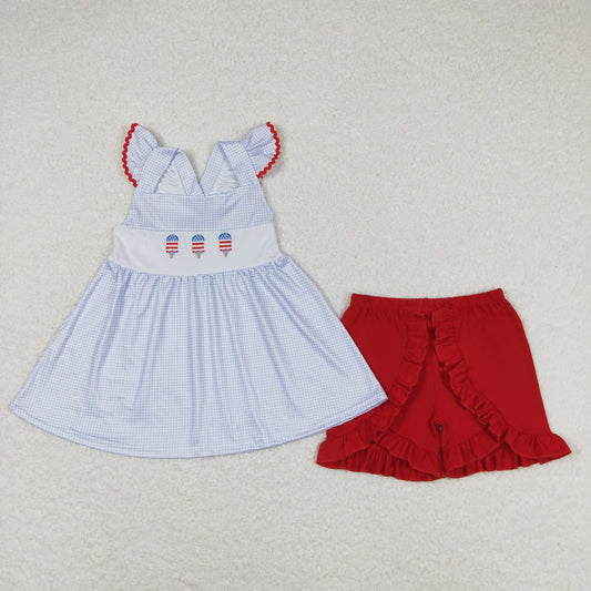 July 4th Girls Clothing Popsicle Top Matching Red Shorts Set