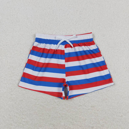 S0233 Baby Boys Red Blue  Striped Swimming Trunks