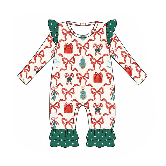 Baby Girls Christmas Tree Bow Romper Preorder