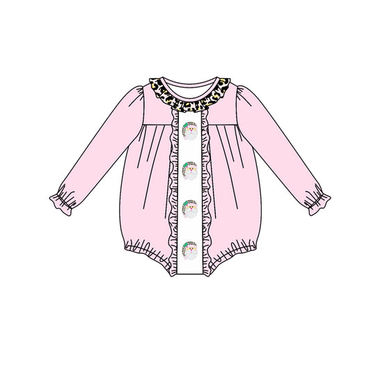 LR1301 Baby Girls Christmas Santa Pink Long Sleeve Romper Preorder