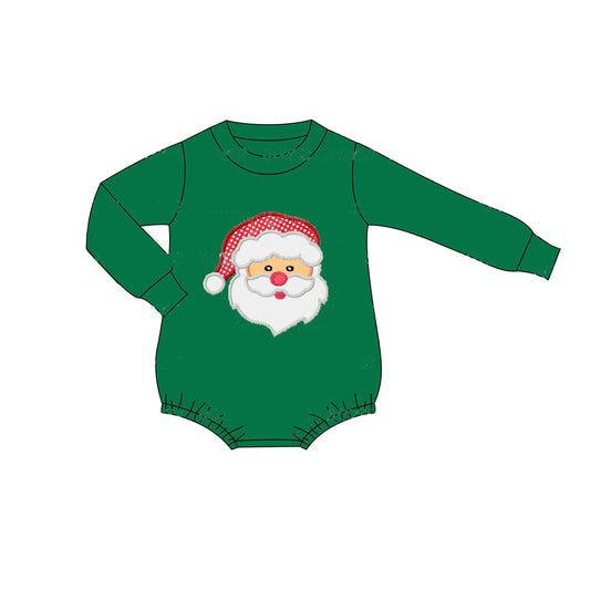 LR1309 Baby Boys Christmas Santa Green Romper Preorder