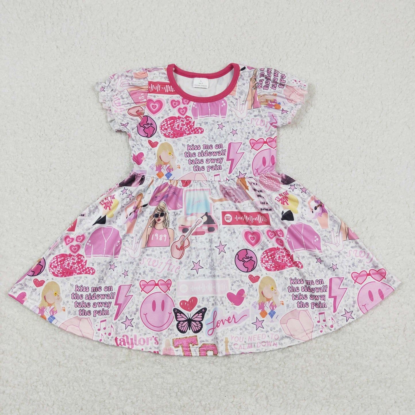 Baby Girls TS Pop Singer Swiftie Short Sleeve Dress