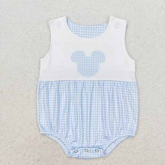 Baby Boys Blue Mouse Sleeveless Summer Rompers