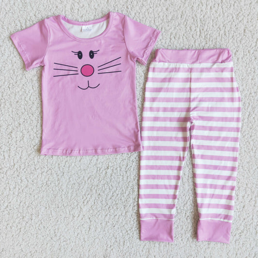 Easter Pink Bunny Pajamas Set