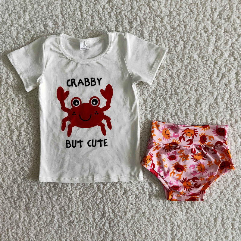 Cute Infant Baby Summer Crabby Bummies Set